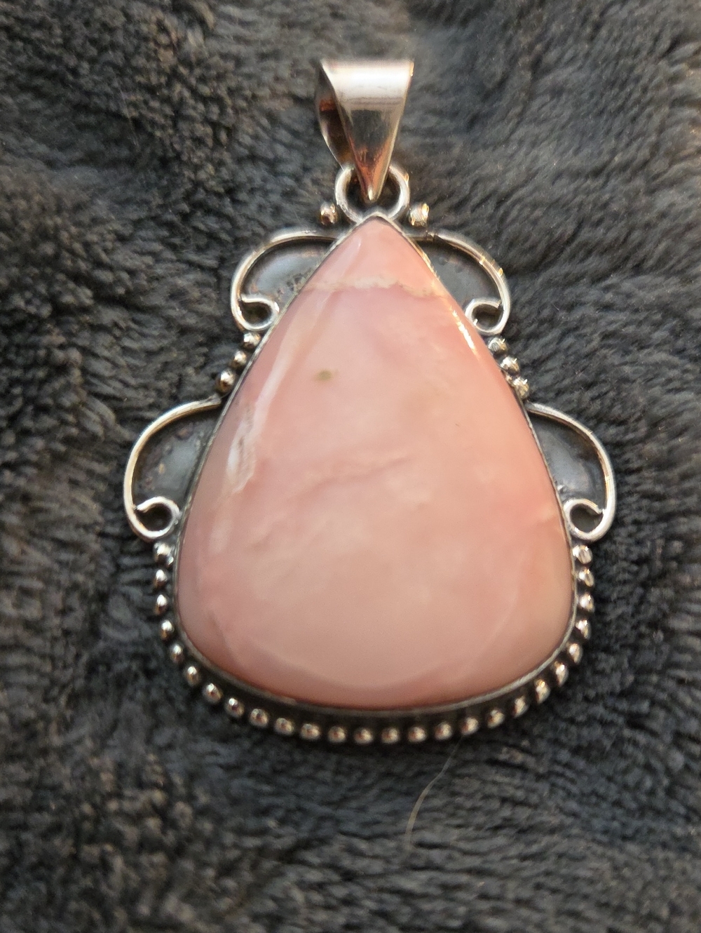 Sterling Silver ,Pink Opal,teardrop,pendant!